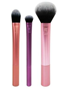Real Techniques Travel Essentials 2.0 Makeup Brush Set Of 3 Face Eyes NWT Sealed